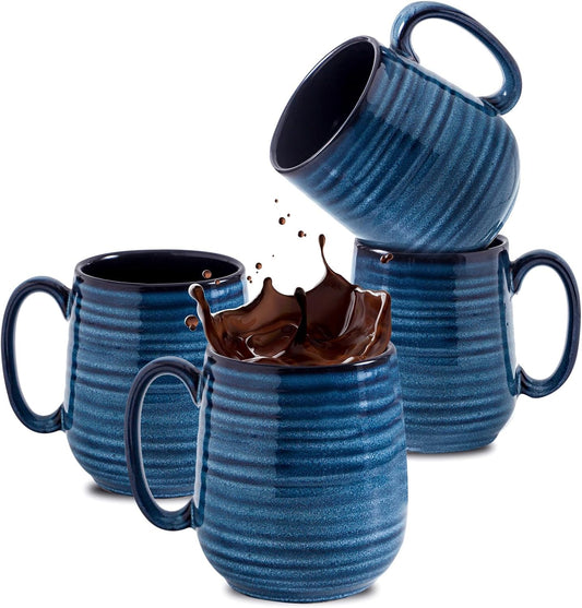 Set of 4, 12 Ounce Ceramic Coffee Cups, Selected Featured January Cups of the Month