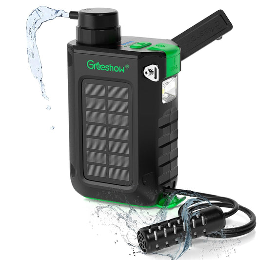 Eleictric Portable  Water Filter, solar powered, hand crank USB charging, water purifier phone charger, emergency light